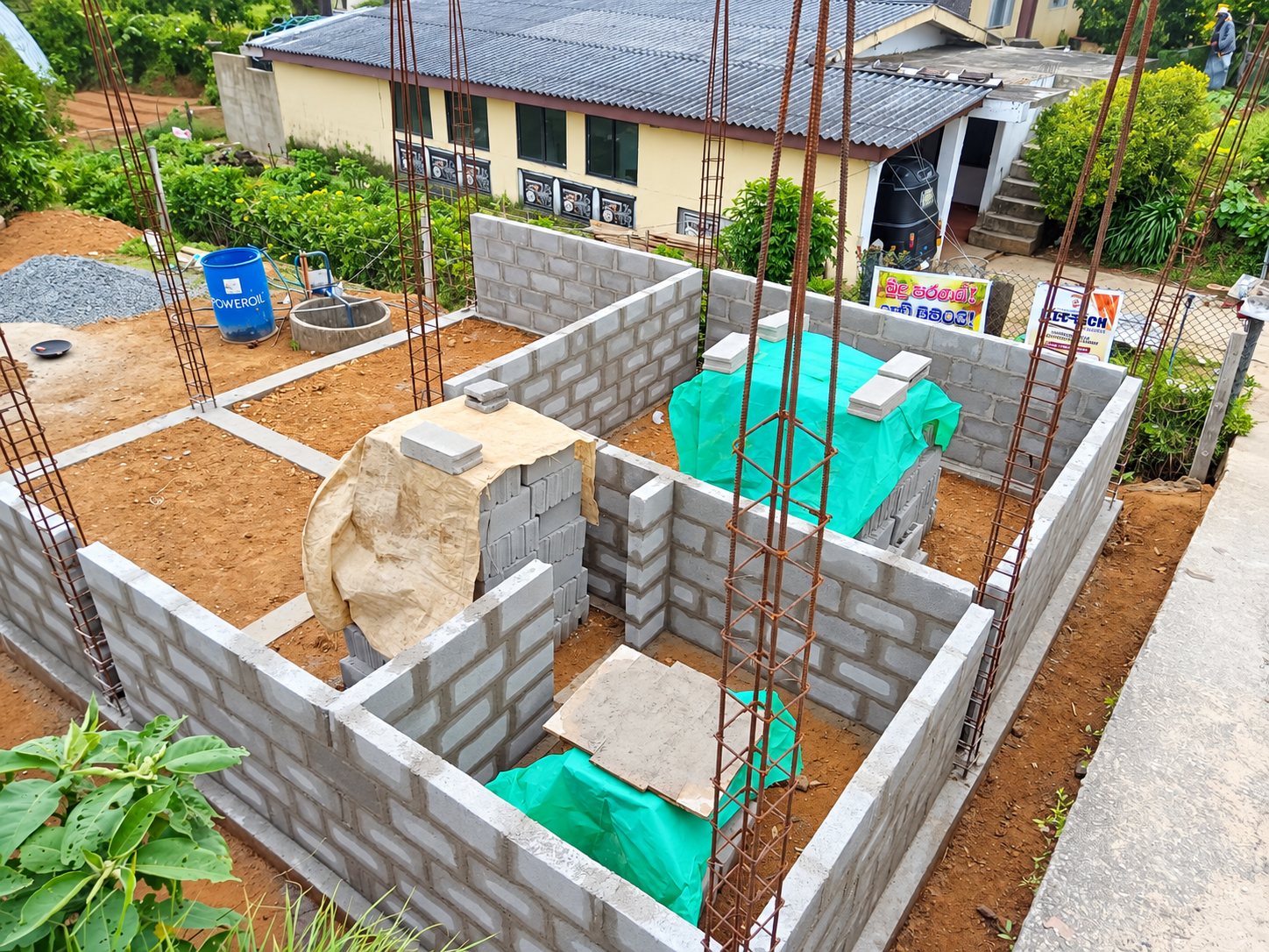 Foundation and early wall construction